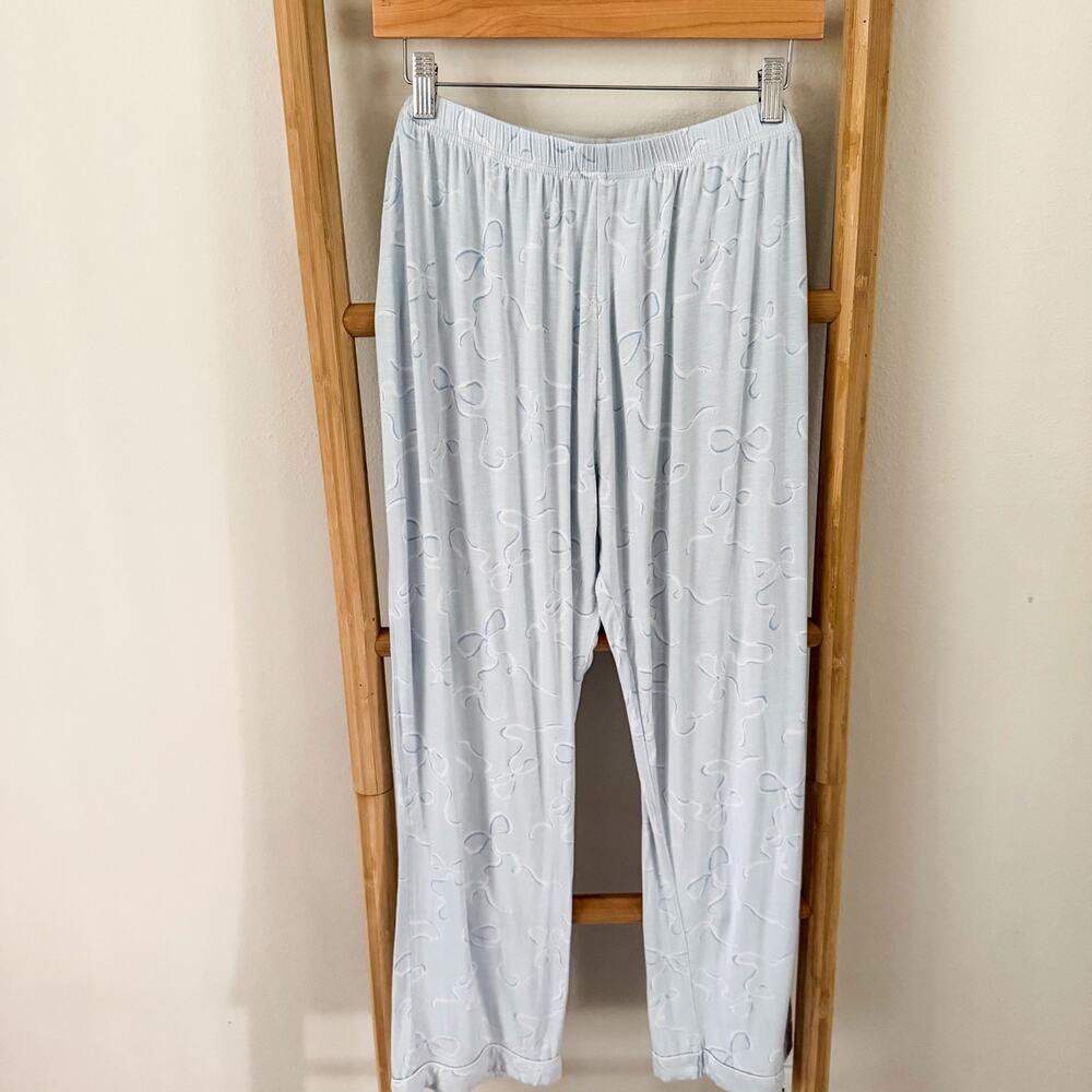 In My Sundays Heirloom Bows Sky Blue Pajama Set XL Tencel Button Front Lounge - Picture 8 of 15